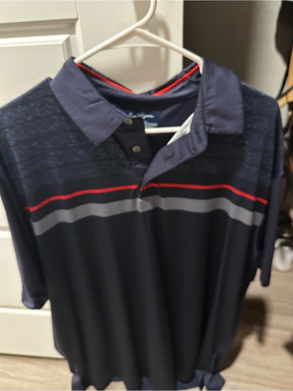 Hogan Navy Polo with Red & Gray Stripe Accents